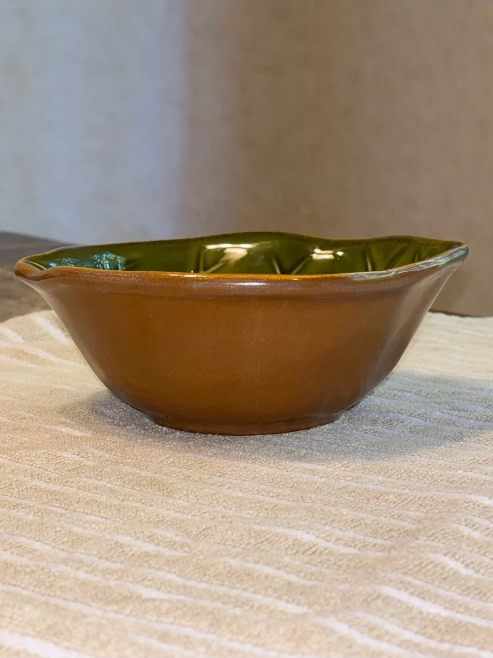 Autumn Thanksgiving Studio JCP Ceramic Green Leaf Serving Dish Bowl